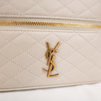Saint Laurent Gaby Mini Quilted Leather Vanity Bag White Gold Hardware Crossbody