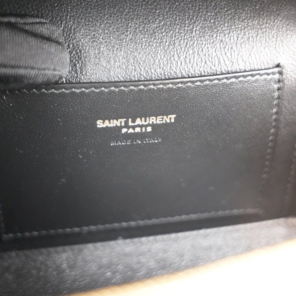 Saint Laurent Gaby Mini Quilted Leather Vanity Bag White Gold Hardware Crossbody