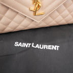 Saint Laurent Envelope Medium Chain Borsa Beige Quilted Leather with Cassandre Logo