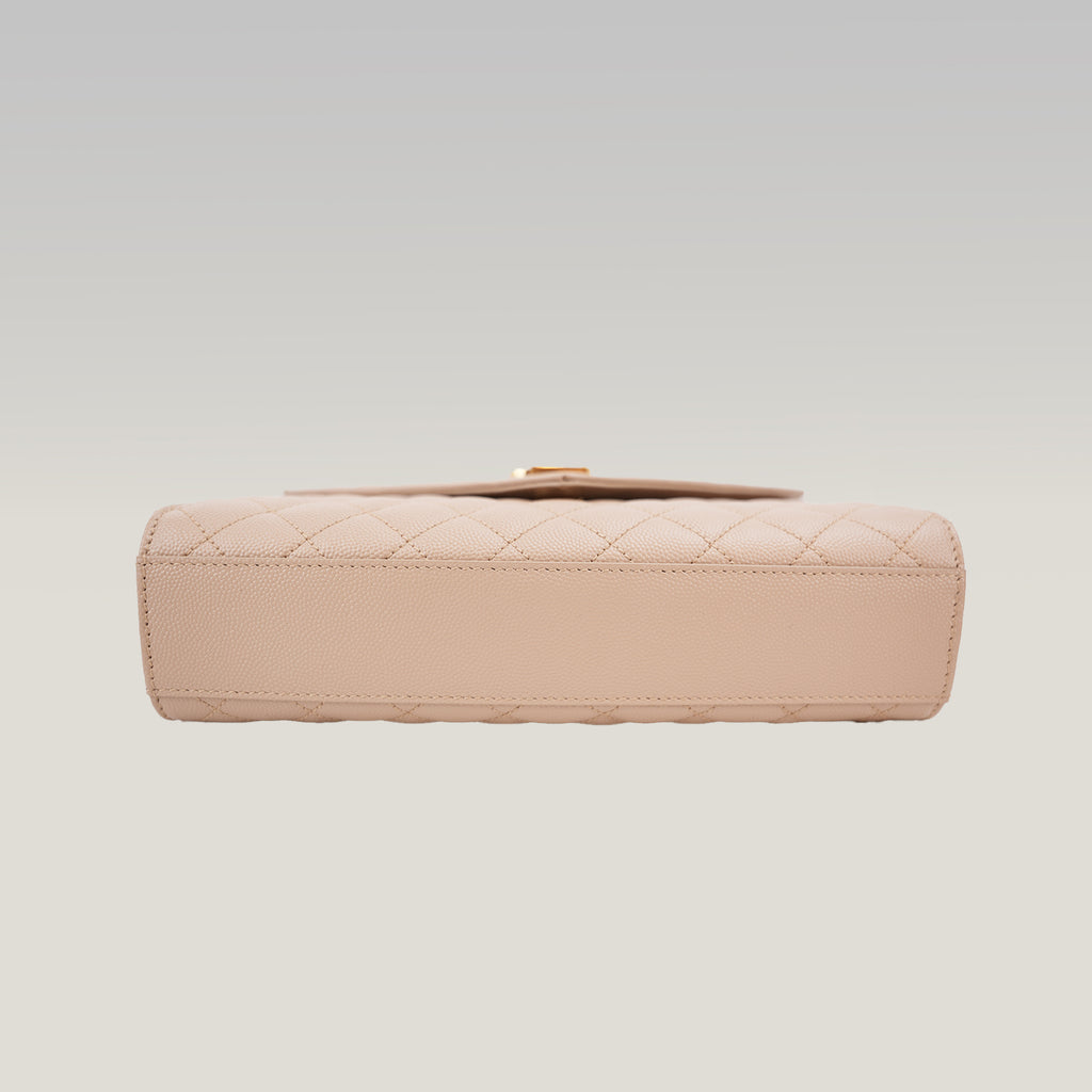 Saint Laurent Envelope Medium Chain Borsa Beige Quilted Leather with Cassandre Logo