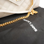 Saint Laurent Medium Envelope Triquilt Satchel Crema Soft Grain de Poudre Leather