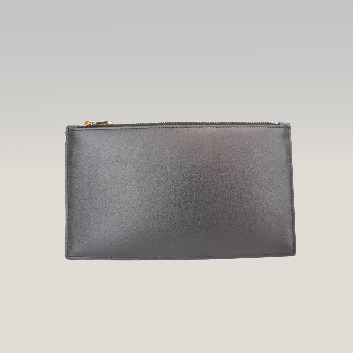 Saint Laurent Monogram Queens Pouch Nera in Pelle con Logo YSL Oro