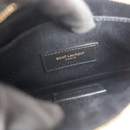 Saint Laurent Monogram Queens Pouch Nera in Pelle con Logo YSL Oro