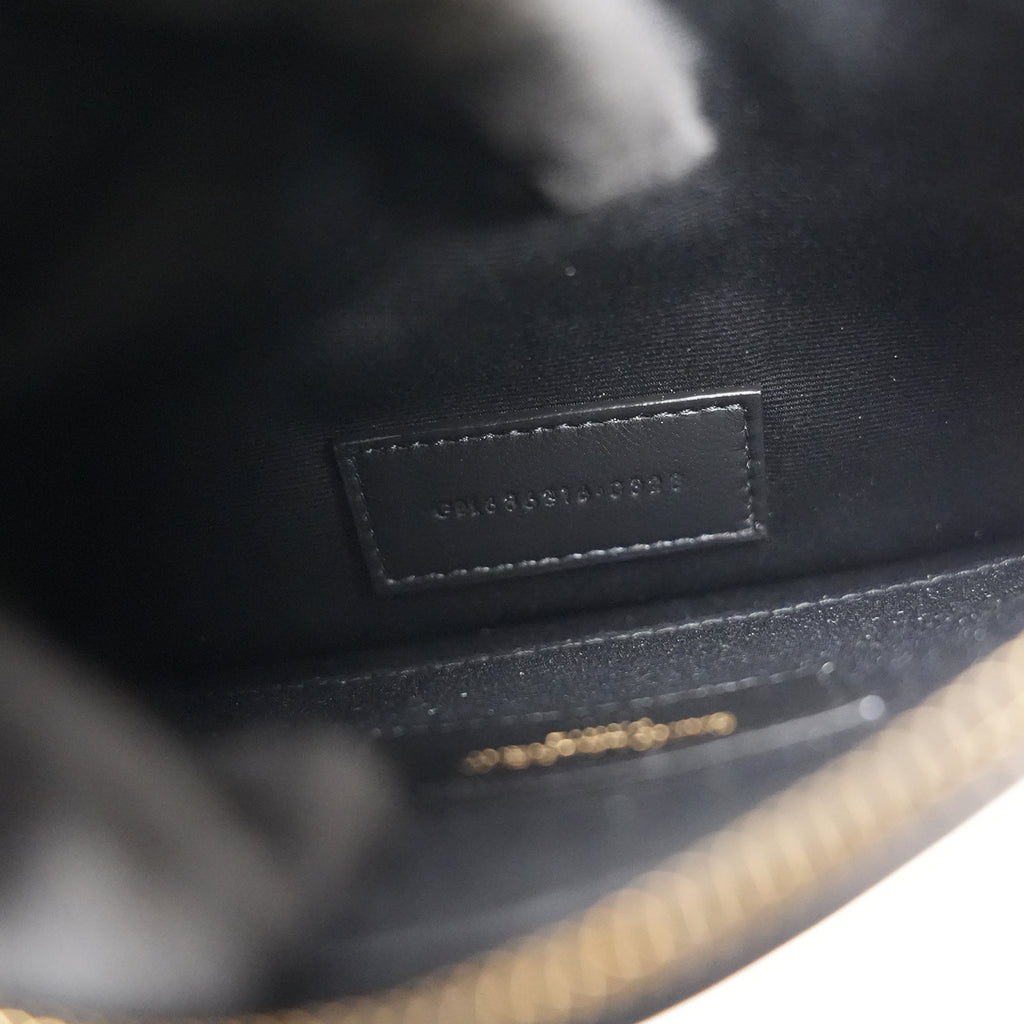 Saint Laurent Monogram Queens Pouch Nera in Pelle con Logo YSL Oro