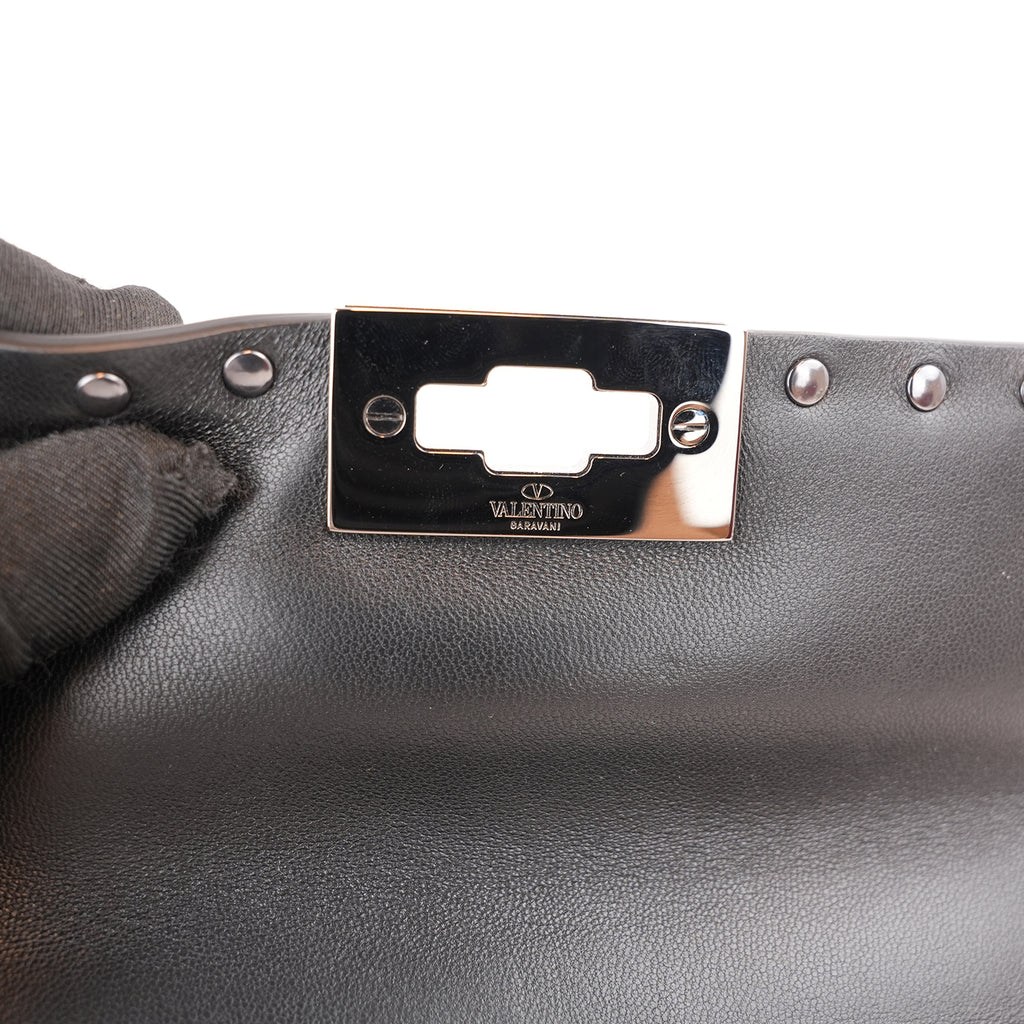 Valentino Garavani Rockstud Spike Small Black Quilted Nappa Leather Shoulder Bag