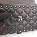 Valentino Garavani Rockstud Spike Small Black Quilted Nappa Leather Shoulder Bag