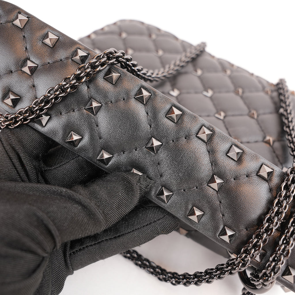 Valentino Garavani Rockstud Spike Small Black Quilted Nappa Leather Shoulder Bag