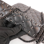 Valentino Garavani Rockstud Spike Small Black Quilted Nappa Leather Shoulder Bag