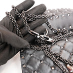 Valentino Garavani Rockstud Spike Small Black Quilted Nappa Leather Shoulder Bag