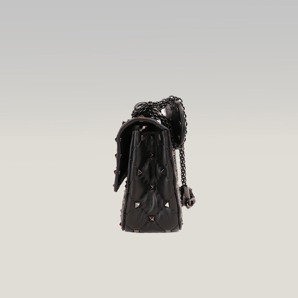 Valentino Garavani Rockstud Spike Small Black Quilted Nappa Leather Shoulder Bag