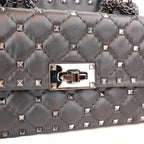 Valentino Garavani Rockstud Spike Small Black Quilted Nappa Leather Shoulder Bag