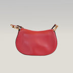Valentino Garavani Ohval Borsa a Spalla Piccola in Pelle di Vitello Rossa con Logo V Dorato