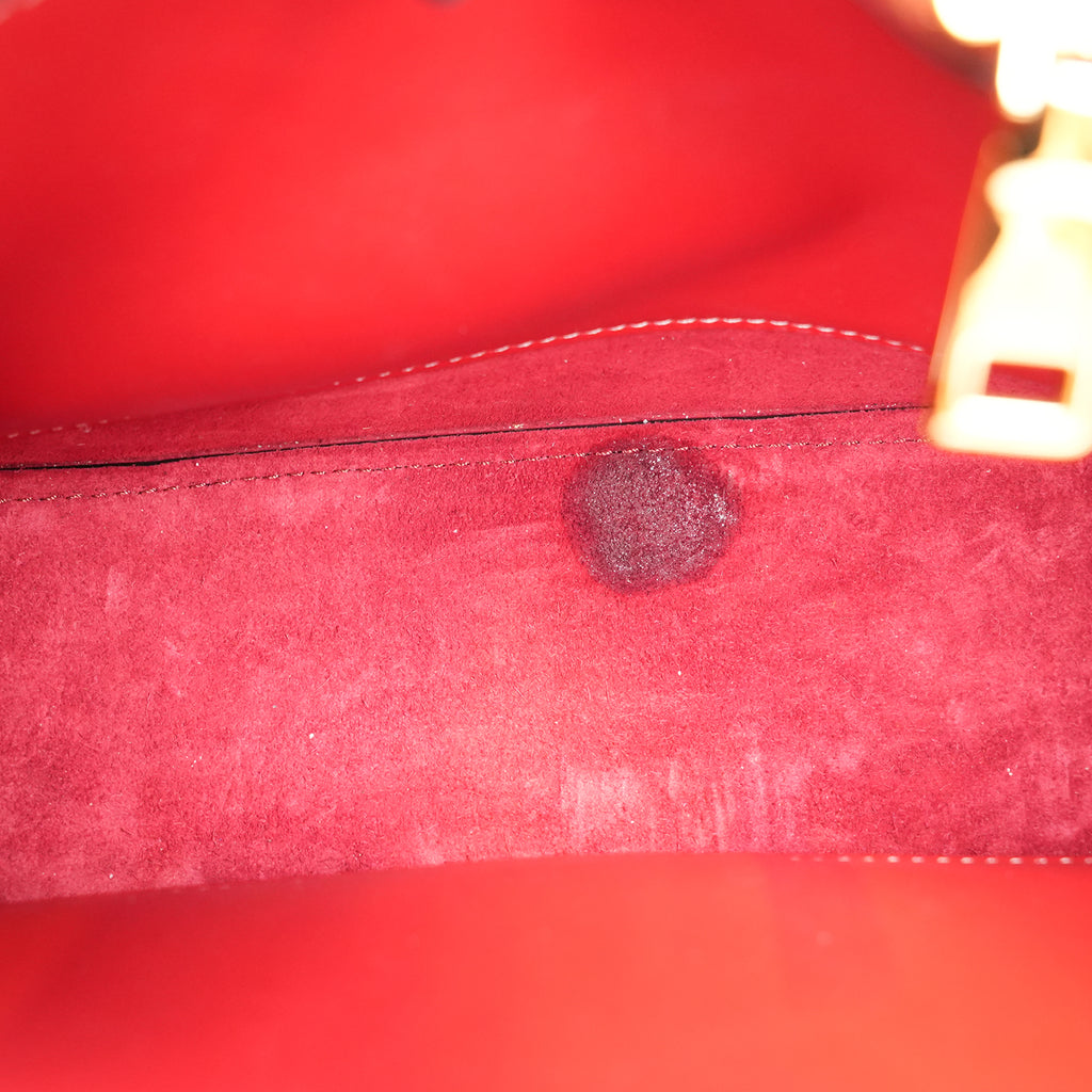 Valentino Garavani Ohval Borsa a Spalla Piccola in Pelle di Vitello Rossa con Logo V Dorato