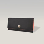 Versace Black Grain Leather Medusa Long Wallet Continental Flap Wallet