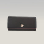 Versace Black Grain Leather Medusa Long Wallet Continental Flap Wallet