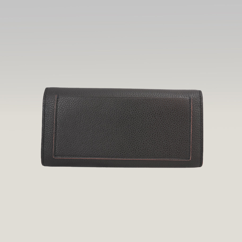 Versace Black Grain Leather Medusa Long Wallet Continental Flap Wallet
