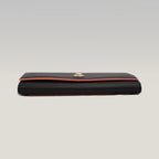 Versace Black Grain Leather Medusa Long Wallet Continental Flap Wallet